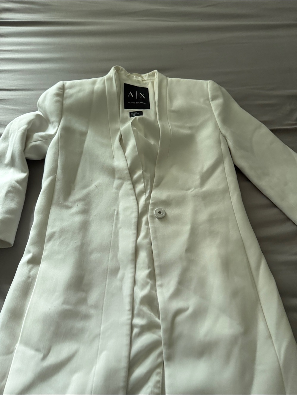 A/X Armani Exchange White Single-Button Long Blazer
